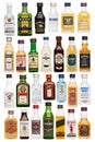 Set of bottles of assorted alcoholic beverages