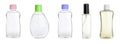 Set with bottles of baby oil on white background. Banner design Royalty Free Stock Photo