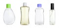 Set with bottles of baby oil on white background. Banner design Royalty Free Stock Photo