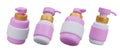 Set of bottles for care cosmetics and perfumery. Pumps, sprays, dispensers Royalty Free Stock Photo
