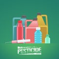 Set of bottles with chemicals for gardening, agriculture vector illustration