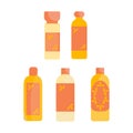 Set of bottles for cosmetics and care products in yellow-orange color Royalty Free Stock Photo