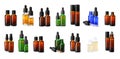 Set with bottles of different essential oils on background. Banner design Royalty Free Stock Photo