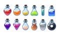 Set bottles with different potions. Game interface