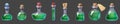 Set of Bottles magic liquid potion fantasy elixir. Game icon GUI for app games user interface. Vector illstration