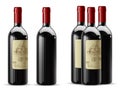 Set of bottles with red wine.  3D vector. High detailed realistic illustration Royalty Free Stock Photo