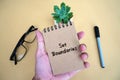 Set boundaries, typography of the word Set Boundaries written on a notebook