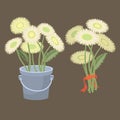 A set of a bouquet of flowers. Gerberas. Vector illustration.