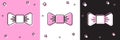 Set Bow tie icon isolated on pink and white, black background. Vector Illustration Royalty Free Stock Photo