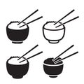 Set of bowl of rice with pair of chopsticks icon Royalty Free Stock Photo