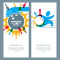 Set of bowling banner backgrounds, poster, flyer or label design elements. Royalty Free Stock Photo