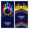 Set of bowling banner backgrounds, poster, flyer or label design elements. Royalty Free Stock Photo