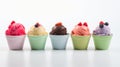 Set of bowls with various colorful Ice Cream scoops with different flavors. Generative AI Royalty Free Stock Photo