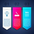 Set Box flying on parachute, Plane landing and . Business infographic template. Vector