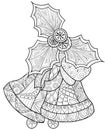 Adult coloring book,page a Christmas bells with decoration ornaments for relaxing.Zentangle.