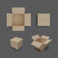 Set of boxes isolated on transparent background. Realistic color collection of package. Vector Royalty Free Stock Photo