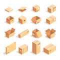 Set of boxes in isometric view isolated on white background. Royalty Free Stock Photo