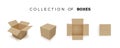 Set of boxes. Realistic color collection of package. Vector isolated on white