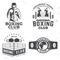 Set of Boxing club badge, logo design. Vector illustration. For Boxing sport club emblem, sign, patch, shirt, template Royalty Free Stock Photo