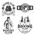 Set of Boxing club badge, logo design. Vector illustration. For Boxing sport club emblem, sign, patch, shirt, template Royalty Free Stock Photo