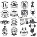 Set of Boxing club badge, logo design. Vector illustration. For Boxing sport club emblem, sign, patch, shirt, template Royalty Free Stock Photo