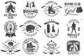 Set of Boxing club and Ice Hockey club badge, logo design. Vector. For Boxing and Ice Hockey club emblem, sign, patch