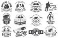 Set of Boxing club and Ice Hockey club badge, logo design. Vector. For Boxing and Ice Hockey club emblem, sign, patch