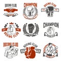 Set of boxing club labels. Design elements for logo, label, embl