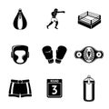 Set of boxing icons - gloves, shorts, helmet