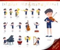 Flat type primary school boy_classic music Royalty Free Stock Photo