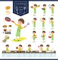 Flat type Yellow clothes Bob hair boy_cooking Royalty Free Stock Photo