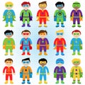 Set of Boy Superheroes in Vector Format Royalty Free Stock Photo