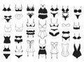 Set of bra and underwire Silhouettes Royalty Free Stock Photo