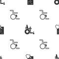 Set Braille, Electric wheelchair and Wheelchair on seamless pattern. Vector