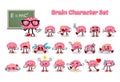 Set of Brain Cartoon Character Royalty Free Stock Photo