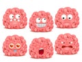 Set of brain cartoon emoji character Royalty Free Stock Photo