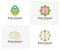 Set of Brain with Gear Logo design vector template. Think idea concept. Brainstorm power thinking brain icon Logo Royalty Free Stock Photo