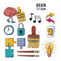 Set of brain icons