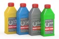 Set of Brake Fluid Bottles, 3D rendering Royalty Free Stock Photo