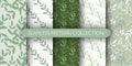 Set of branches with leaves seamless pattern. Decorative ornamental summer endless wallpaper Royalty Free Stock Photo