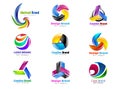 Set of brand design elements. Set colorful abstract 3d icon design sign. Vector symbols and templates such as logos Royalty Free Stock Photo