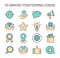 Set of brand positioning icons. Flat vector illustration