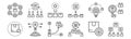 set of 12 brand positioning icons. outline thin line icons such as communication, customer loyalty, startup, product,