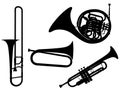 Set Of Brass musical Instruments Silhouettes Royalty Free Stock Photo