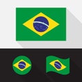 Set of Brazil flag flat design vector illustration Royalty Free Stock Photo
