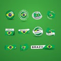 set of brazil flag labels stickers and banners. Vector illustration decorative design