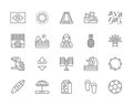 Set of Brazilian Culture Line Icons. City Favelas, Carnival, Surfboard and more.