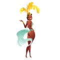 Set of Brazilian samba dancer. Vector carnival girl wearing a festival costume is dancing.