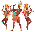 Set of Brazilian samba dancers Rio de Janeiro. Vector carnival girls and guy dancing. Royalty Free Stock Photo