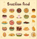 Set of Brazilian traditional food. Vector illustration in hand drawn style